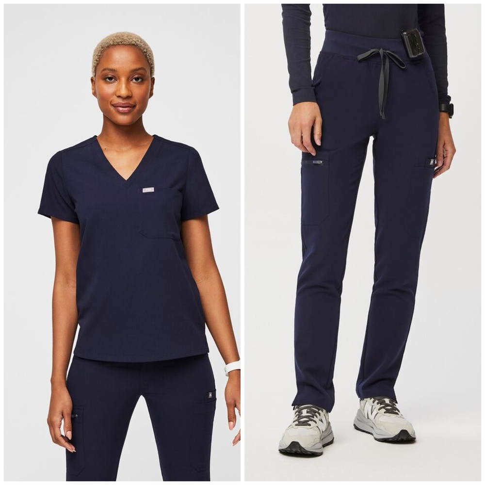NWT Figs Catarina One-Pocket Scrub Top & High Waisted Yola Skinny Scrub Pants